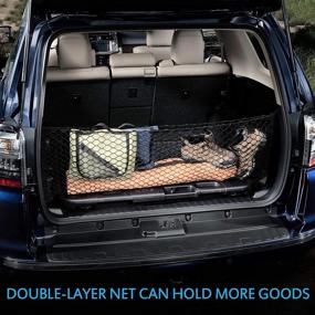 img 3 attached to 🚚 Universal Heavy Duty Cargo Net for Pickup Truck SUV - 43 x 23 Inch, Adjustable Elastic Storage Organizer Mesh Net with Hooks by MICTUNING