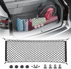 img 4 attached to 🚚 Universal Heavy Duty Cargo Net for Pickup Truck SUV - 43 x 23 Inch, Adjustable Elastic Storage Organizer Mesh Net with Hooks by MICTUNING