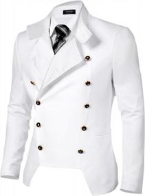 img 4 attached to COOFANDY Men'S Casual Double-Breasted Jacket Slim Fit Blazer