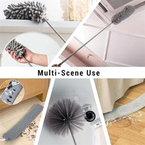 img 2 attached to 9-Piece Microfiber Dusters Set with Extension Pole (2.5-8ft), Ceiling Fan Brush, Cobweb Remover, Chenille Duster, Reusable Bendable Crevice Cleaner Kit with Bonus Mesh Laundry Bag