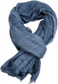 img 3 attached to Lightweight Cotton-Linen Scarves For Men - Runtlly Double Color Wrap Shawls