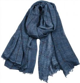 img 4 attached to Lightweight Cotton-Linen Scarves For Men - Runtlly Double Color Wrap Shawls