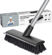 efficient mr.siga floor scrub brush: 2-in-1 scrubber and squeegee for all-round cleaning - bathroom, patio, garage, wall, tile - stiff bristle scrub brush with long handle logo