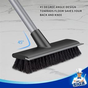 img 1 attached to Efficient MR.SIGA Floor Scrub Brush: 2-in-1 Scrubber and Squeegee for All-round Cleaning - Bathroom, Patio, Garage, Wall, Tile - Stiff Bristle Scrub Brush with Long Handle