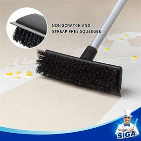 img 2 attached to Efficient MR.SIGA Floor Scrub Brush: 2-in-1 Scrubber and Squeegee for All-round Cleaning - Bathroom, Patio, Garage, Wall, Tile - Stiff Bristle Scrub Brush with Long Handle