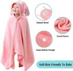 img 2 attached to 👶 YINSON Baby Hooded Bath Towel - Soft and Absorbent Fleece Bathrobe for Infant Boys and Girls with Cute Ears