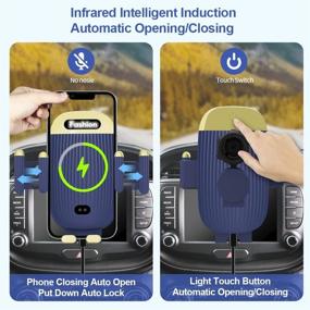 img 1 attached to 🚗 15W BENBOAR Car Wireless Charger Phone Holder with Infrared Sensor Auto-Clamping for iPhone 13 Pro 12 Max, Samsung S21/S22Ultra, Google Paxel 6 - Blue