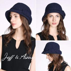 img 3 attached to Vintage-Inspired Women'S Winter Wool Bucket Hat With Beautiful Bow/Flower Detail – Elegant Cloche Bowler