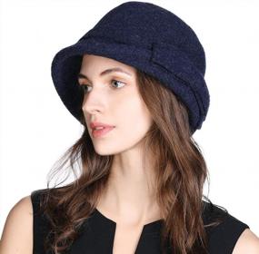 img 4 attached to Vintage-Inspired Women'S Winter Wool Bucket Hat With Beautiful Bow/Flower Detail – Elegant Cloche Bowler