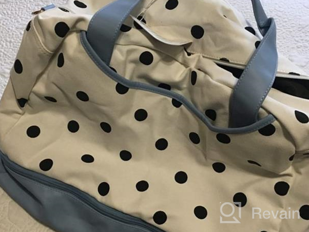 img 1 attached to Polka Dot Canvas Weekender Bag With Shoes Compartment For Women - Perfect Travel Duffle Bag review by Steven Emberling