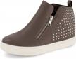 cushionaire hollywood women's studded sneaker with hidden wedge and memory foam logo