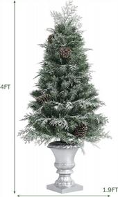 img 2 attached to 2-Pack Goplus Snowy 4Ft Pre-Lit Christmas Trees With 100 LED Lights, Retro Urn Base, Pine Cones, And 413 PE & PVC Branch Tips - Perfect For Porch And Indoor Holiday Decorations