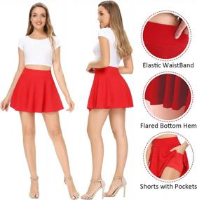 img 2 attached to 👗 Stylish High Waisted Pleated Skirts with Shorts Pockets for Women - Perfect Skater Tennis Skirt