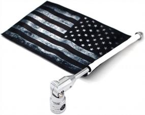 img 2 attached to GUAIMI Motorcycle Folding Flag Mounts Adjustable Flag Pole With Dark USA Flag