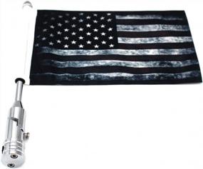 img 3 attached to GUAIMI Motorcycle Folding Flag Mounts Adjustable Flag Pole With Dark USA Flag