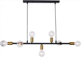 img 4 attached to Modern 7-Light Kitchen Island Chandelier - Black With Antique Brass Socket Finish