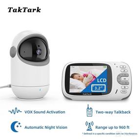 img 3 attached to 👶 3.2" Video Baby Monitor, TakTark BM802 with Camera and Audio - No WiFi, Two-Way Audio, Pan & Tilt, Night Vision, Lullaby Player, Room Temperature - Ideal for New Parents