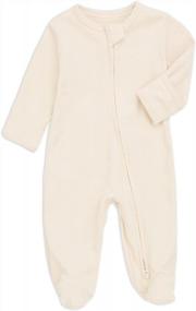 img 3 attached to Aablexema Newborn Cotton Footie Pajamas With Mitten Cuffs And Double Zipper, Infant Sleeper Onesie With Footed Play For Better Sleep