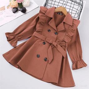 img 3 attached to 🧥 Toddler Baby Girl Fall Trench Coat with Ruffle Trim, Double Breasted, Belted Winter Long Sleeve Casual Windbreaker Jacket