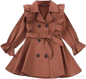 img 4 attached to 🧥 Toddler Baby Girl Fall Trench Coat with Ruffle Trim, Double Breasted, Belted Winter Long Sleeve Casual Windbreaker Jacket