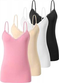 img 4 attached to Pack Of 4 Vislivin Lace Trim V-Neck Camisoles For Women - Adjustable Spaghetti Strap Tanks, Sexy Undershirts For Everyday Wear
