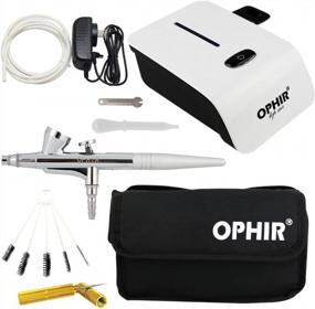 img 4 attached to Набор аэрографов OPHIR с компрессором для макияжа, дизайна ногтей, щетки и иглы для чистки.