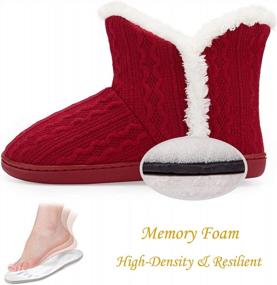 img 2 attached to Women'S Fuzzy Winter Bootie Slippers - Knitted Ankle Boots, Warm House Shoes W/ Plush Fur Lining