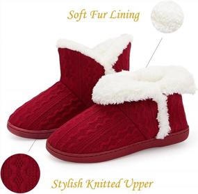 img 3 attached to Women'S Fuzzy Winter Bootie Slippers - Knitted Ankle Boots, Warm House Shoes W/ Plush Fur Lining