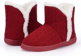 img 4 attached to Women'S Fuzzy Winter Bootie Slippers - Knitted Ankle Boots, Warm House Shoes W/ Plush Fur Lining