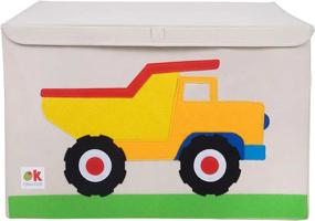 img 3 attached to Детский тканевый ящик для игрушек Wildkin для мальчиков и девочек, 24 x 15 x 14 дюймов, ручка с подвязками и картонная вставка, организация игрушек и принадлежностей (самосвал)