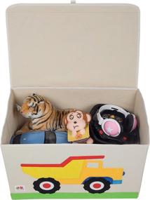 img 2 attached to Детский тканевый ящик для игрушек Wildkin для мальчиков и девочек, 24 x 15 x 14 дюймов, ручка с подвязками и картонная вставка, организация игрушек и принадлежностей (самосвал)