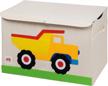 wildkin kids fabric toy chest for boys & girls, 24" x 15" x 14", garterized handle and cardboard insert, organize toys and supplies (dump truck) logo