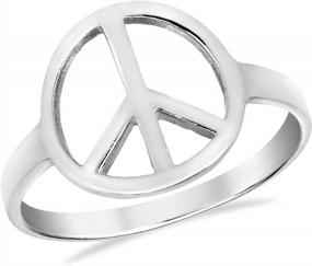 img 4 attached to Кольцо знака мира стерлингового серебра 925 проб с высоким финишем блеска и отсутствием символа войны
