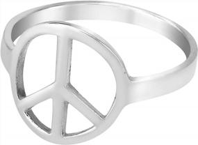 img 3 attached to Кольцо знака мира стерлингового серебра 925 проб с высоким финишем блеска и отсутствием символа войны