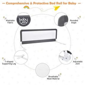 img 3 attached to 👶 BABY JOY 59-Inch Extra Long Bed Rails for Toddlers - Swing Down Bed Guard with Safety Straps, Folding Baby Bedrail for Twin, Double, Full, Queen & King Size Mattress - Gray