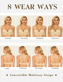 img 3 attached to Red Carpet Ready: Winsglove Women'S Multiway Strapless Push Up Bra With 8 Convertible Straps For Full Figures, Wirefree Comfort