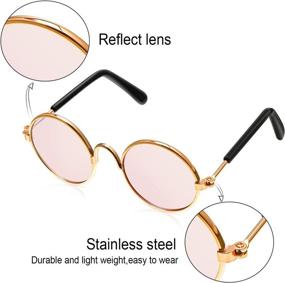 img 2 attached to 6-Piece Funny Cute Cat Small Dog Sunglasses: Classic Retro Circular Metal Prince Sunglasses Eye-wear, Photos Props Accessories Cosplay Glasses (Mix Color)