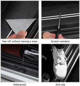 img 2 attached to 🚪 Honda CRV Car Door Sill Protectors - 4Pcs Carbon Fiber Leather Stickers for 2006-2022 CR-V, Scuff Plate, Entry Guard Threshold Scratch Protection Accessories