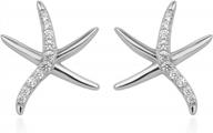 stylish sea starfish stud earrings for women in 925 sterling silver and white cz, 16mm size logo