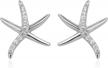 stylish sea starfish stud earrings for women in 925 sterling silver and white cz, 16mm size logo