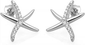 img 3 attached to Stylish Sea Starfish Stud Earrings For Women In 925 Sterling Silver And White CZ, 16Mm Size