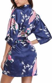 img 1 attached to Pure Color Satin Kimono Robe For Women - Perfect For Bridal Party, Short Length With Oblique V-Neckline By Vlazom