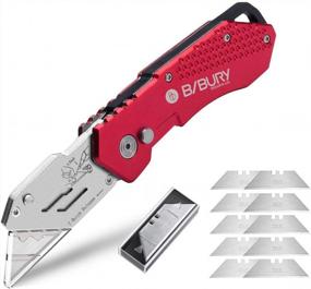 img 4 attached to Utility Knife, BIBURY Upgraded Version Heavy Duty Box Cutter, Pocket Carpet Knife With 10 Replaceable SK5 Stainless Steel Blades, Belt Clip, Easy Release Button, Quick Change And Safety Lock-Red