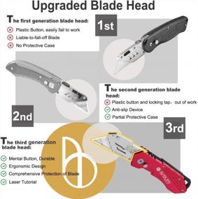 img 3 attached to Utility Knife, BIBURY Upgraded Version Heavy Duty Box Cutter, Pocket Carpet Knife With 10 Replaceable SK5 Stainless Steel Blades, Belt Clip, Easy Release Button, Quick Change And Safety Lock-Red