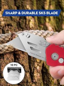img 2 attached to Utility Knife, BIBURY Upgraded Version Heavy Duty Box Cutter, Pocket Carpet Knife With 10 Replaceable SK5 Stainless Steel Blades, Belt Clip, Easy Release Button, Quick Change And Safety Lock-Red