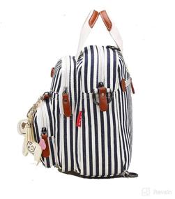 img 1 attached to 👶 Versatile Mini Baby Diaper Bag Tote: Multi-Function Messenger Backpack with Stripes