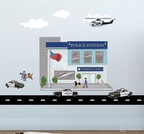 img 3 attached to Boys Wall Decor: Construction Vehicles, Fire Station, Police Station - Wall Decals, Stickers, Street Scene Theme - Perfect Room Idea, Toddlers Playroom Decoration, Birthday Gift