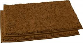 img 2 attached to Комплект ковриков для ванной LuxUrux - очень мягкий плюшевый коврик для ванной, коврики для душа, коврики для ванной, набор 16 x 24 дюймов, материал из микрофибры синель 1 дюйм, суперабсорбент. (15 х 23 дюйма, тыква)