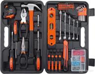 🧰 cartman general hand tool kit with plastic toolbox storage case - automotive wrench sets in vibrant orange logo