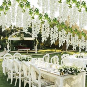 img 1 attached to 12 Pack White Artificial Wisteria Hanging Flowers - 3.6 Feet/Piece For Home, Office, Wedding Wall Garden Outdoor Party Decoration
